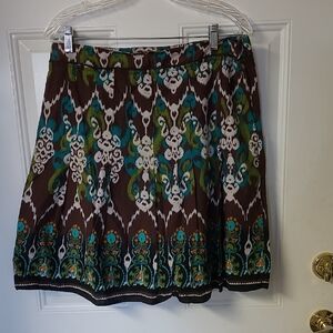 Notations Brown and Blue Mini Skater Skirt